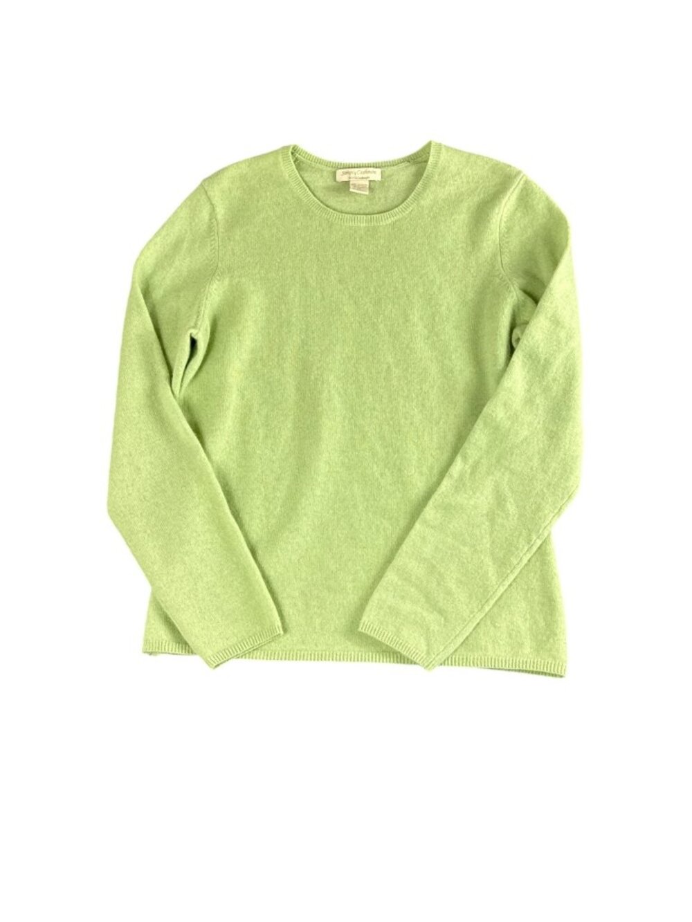 Simply Cashmere 100% Cashmere Sweater Green Crewneck Women M Soft Luxe Cozy Chic